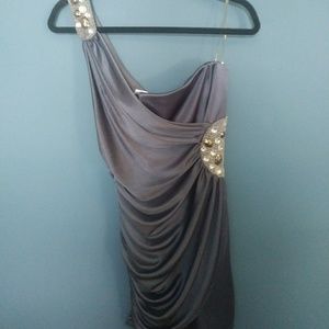 Gray/purple one shoulder dress